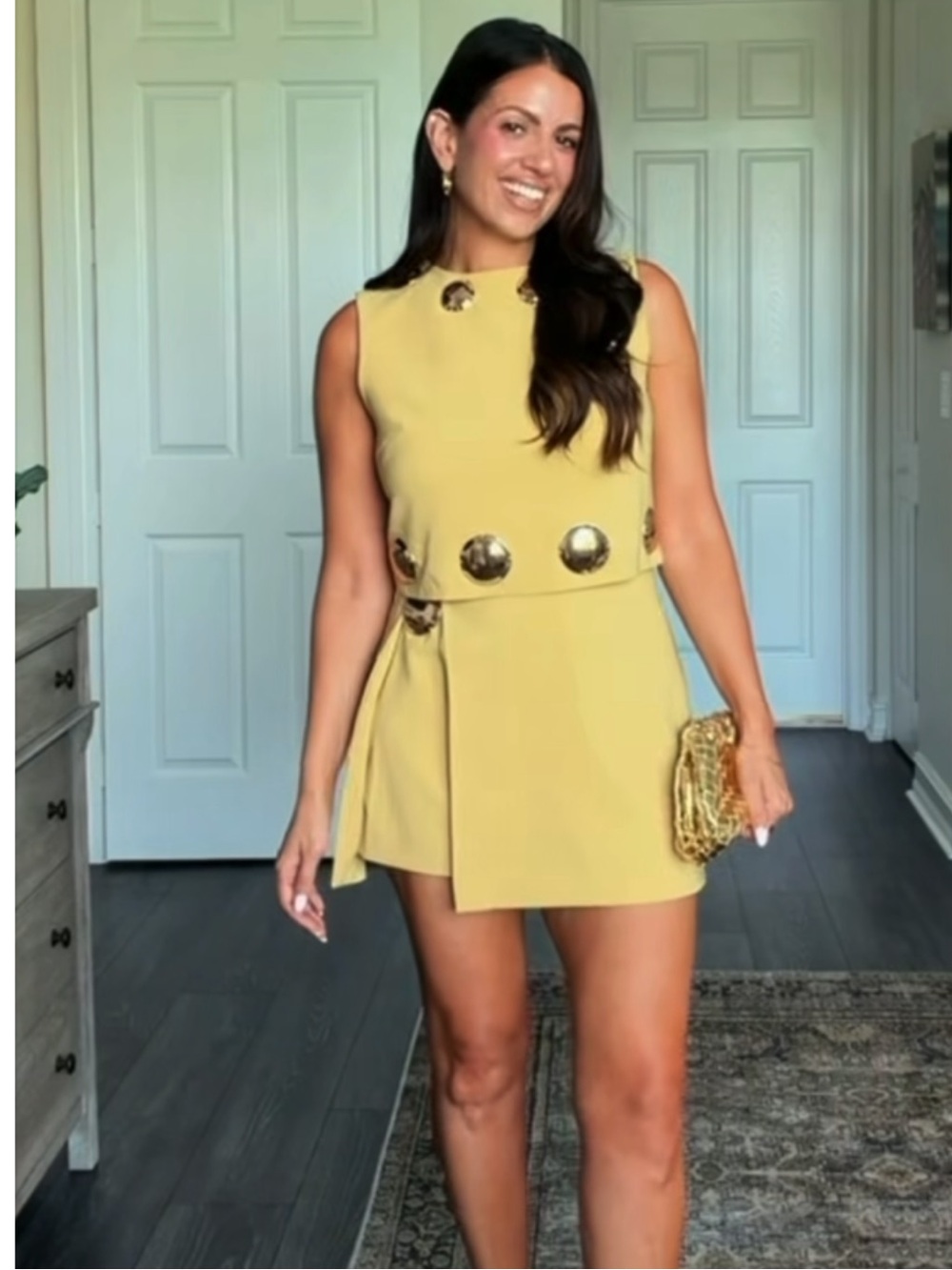 Commense Metal Detail Sleeveless Crop Top & Mini Skirt Set XS NWT